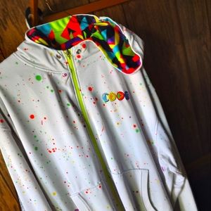 White paint splatter coogi zip hoodie